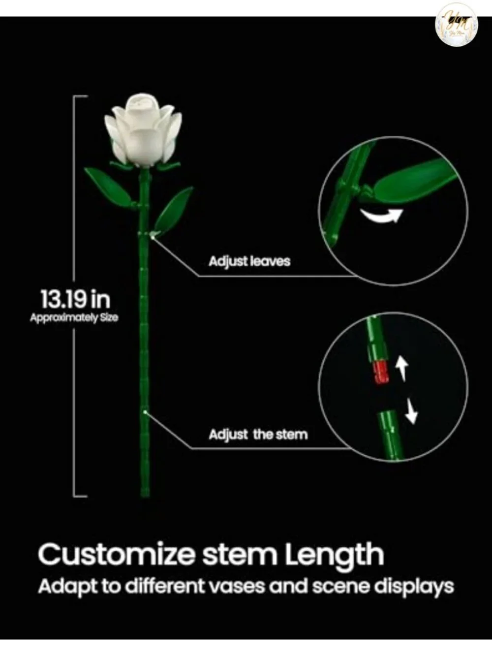 White Rose Bouquet Building Set, 12Pcs Wedding Flower Botanical Collection for